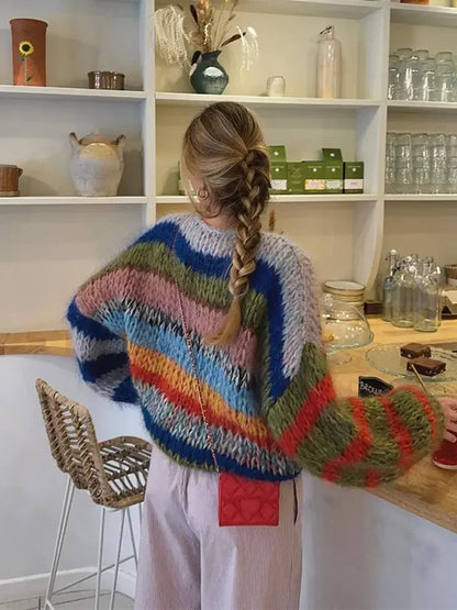 Suéter de punto colorido Costanza para mujer con diseño oversize y patrón vibrante
