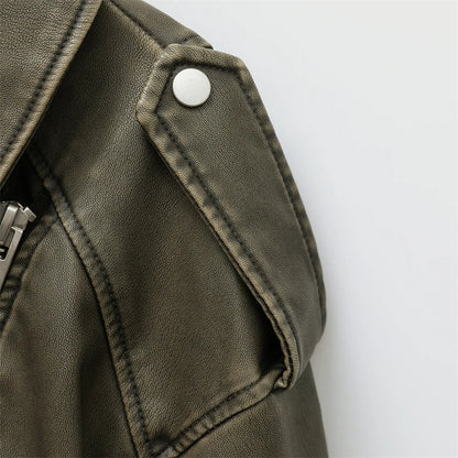 Chaqueta de cuero corta Melissa para mujer elegante