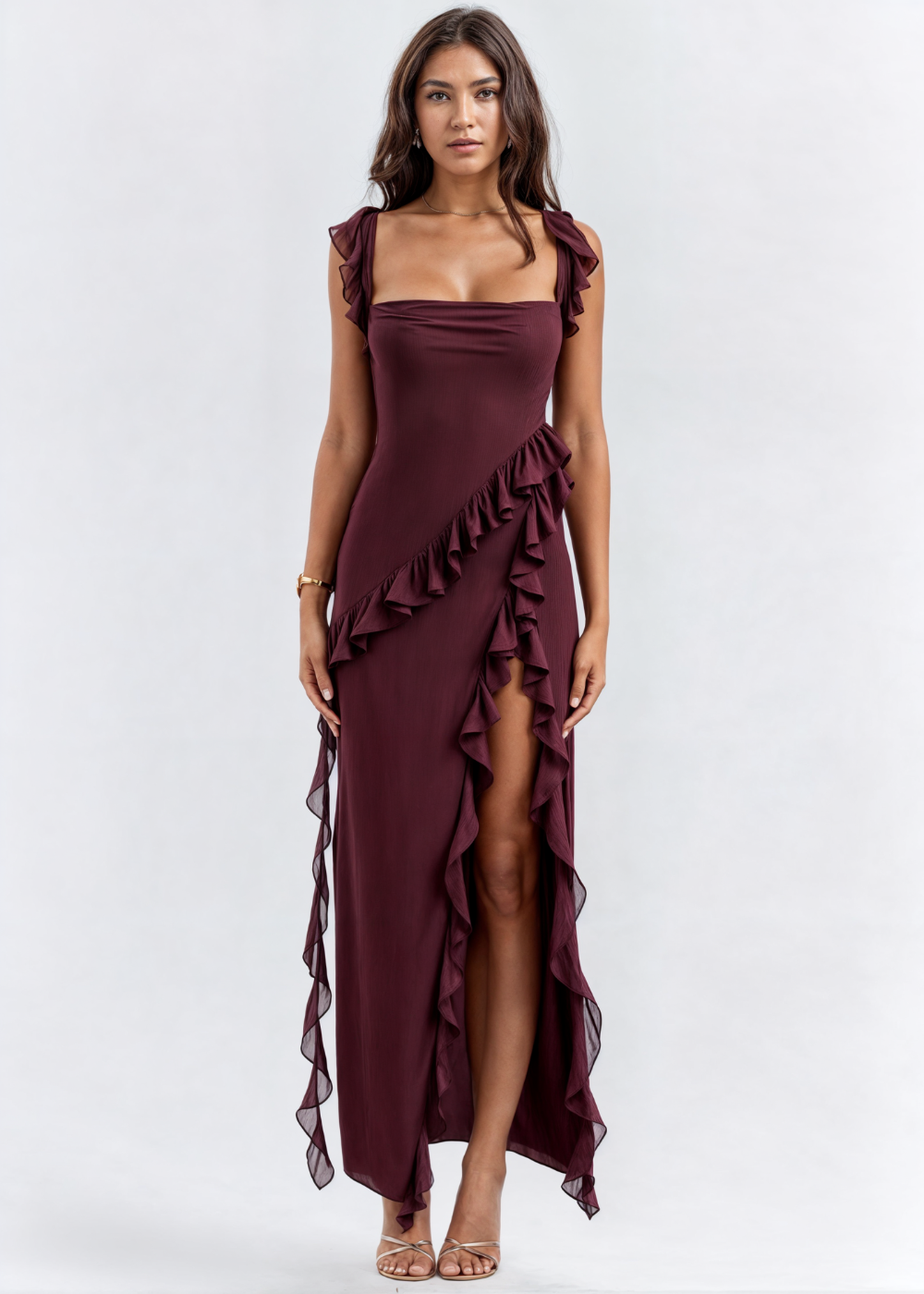 Sofia vestido elegante mujer con corte lateral dramático para ocasiones especiales