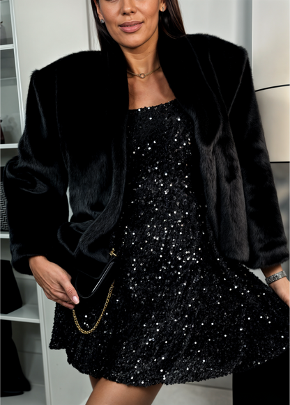 Skylar vestido negro de lentejuelas elegante para mujer