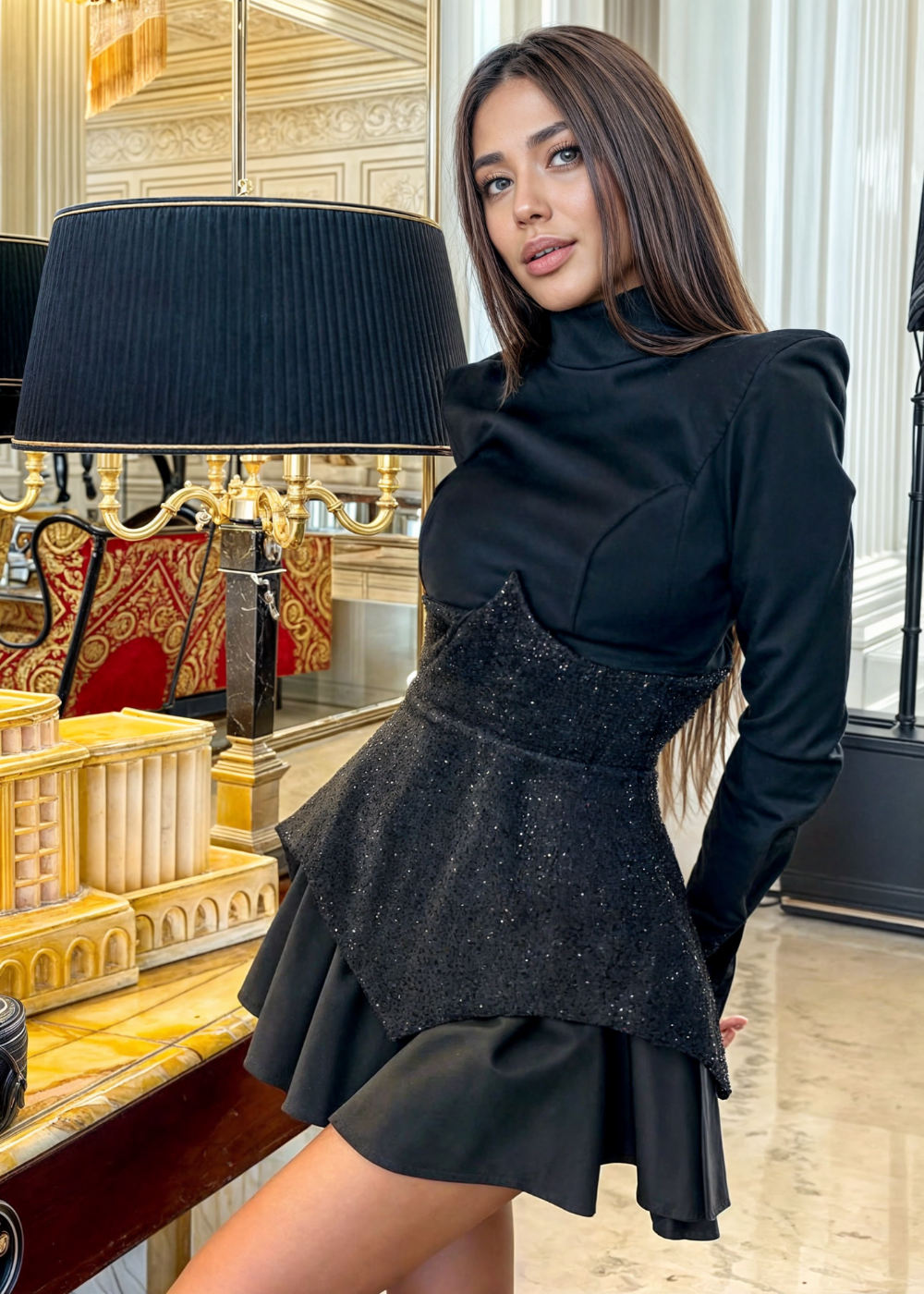 Charlotte vestido mini con lentejuelas brillantes para mujer