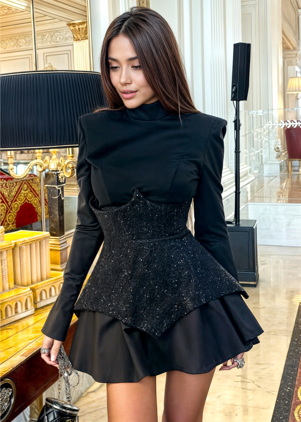 Charlotte vestido mini con lentejuelas brillantes para mujer