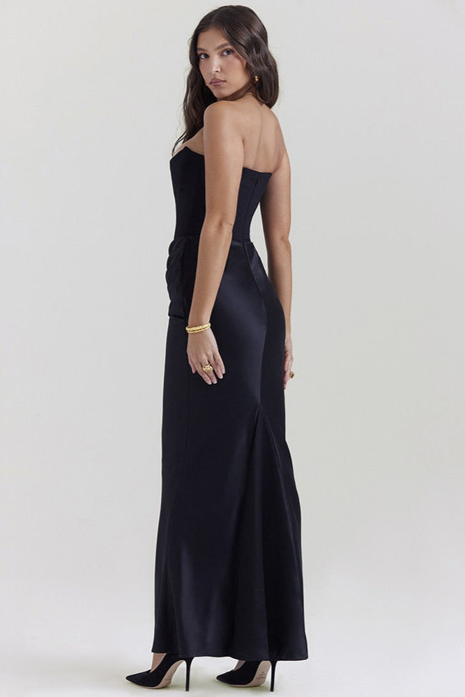 Renata™ vestido largo con corset estructurado y falda fluida para mujer, elegante y sofisticado