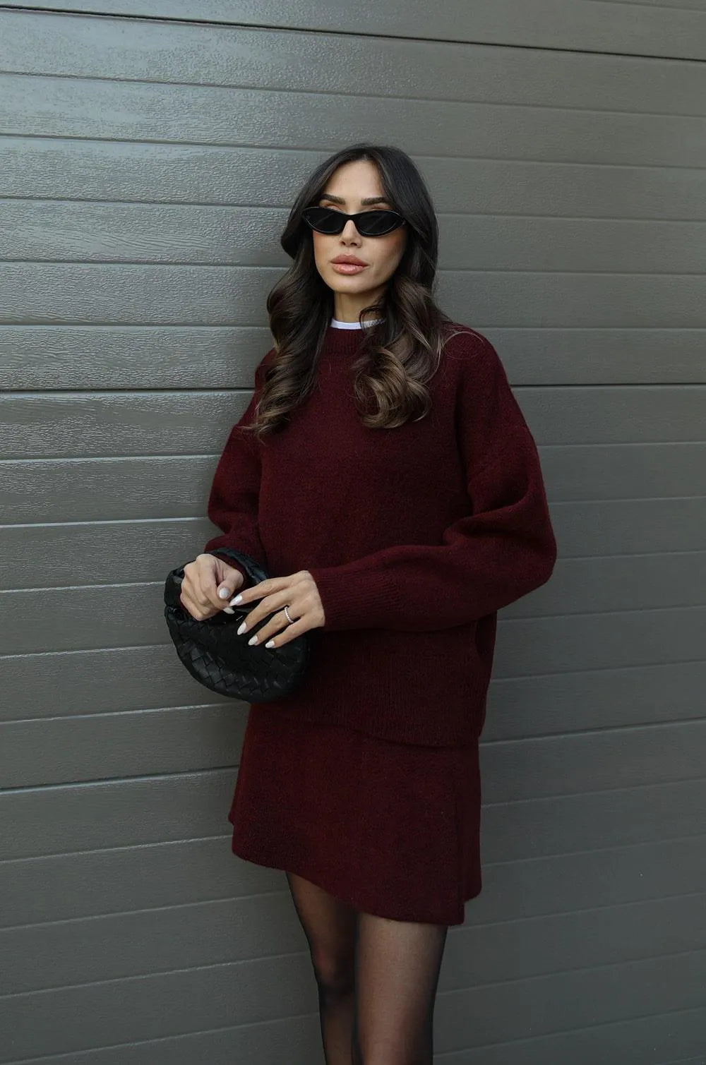 Conjunto de Lana Mujer – Suéter y Falda Corto Elegante – Kara