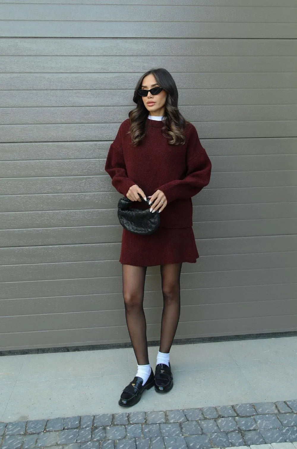 Conjunto de Lana Mujer – Suéter y Falda Corto Elegante – Kara