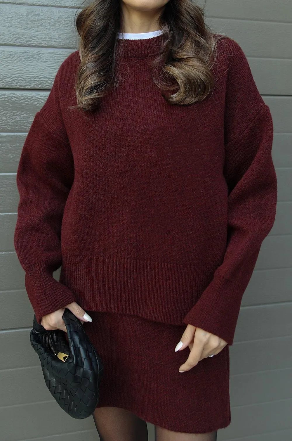 Conjunto de Lana Mujer – Suéter y Falda Corto Elegante – Kara