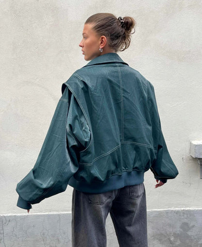Chaqueta Bomber de Cuero Mujer – Estilo Clásico y Sofisticado – Clementine