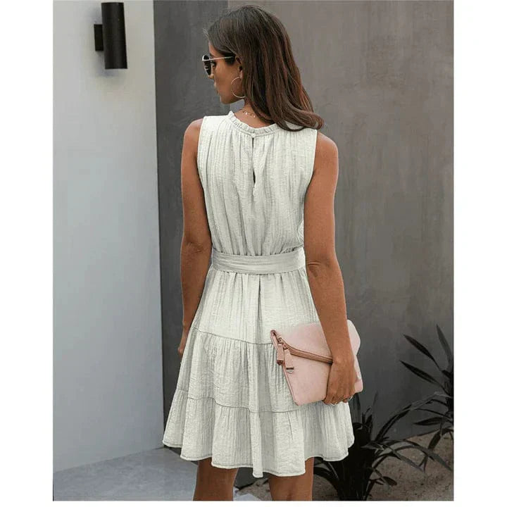 Chique corta vestido de Ibiza blanco Jill con estilo bohemio para verano