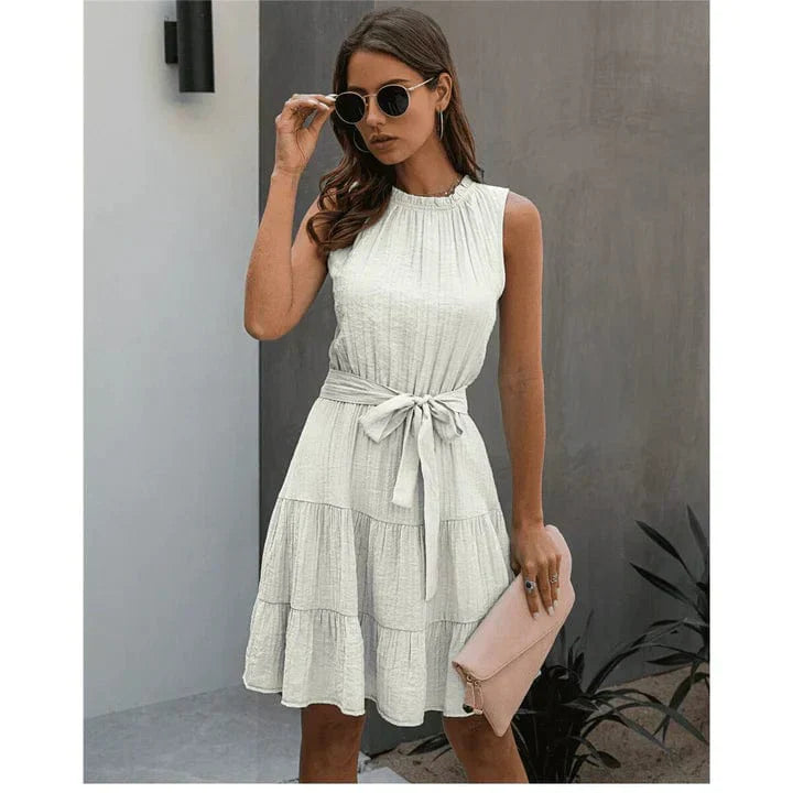 Chique corta vestido de Ibiza blanco Jill con estilo bohemio para verano