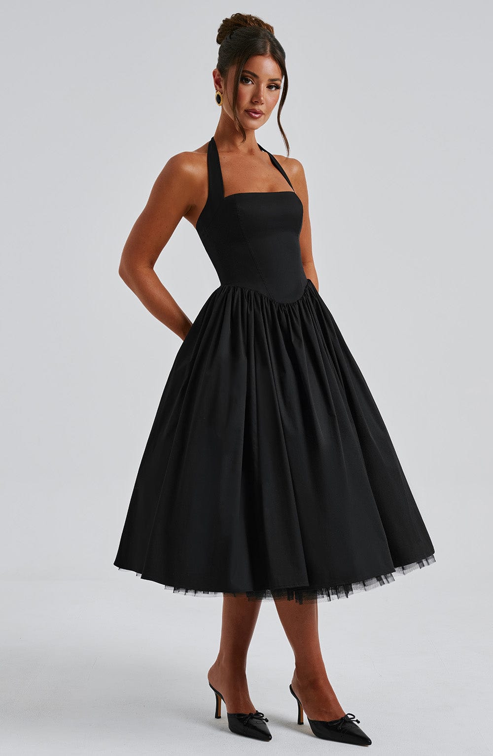 Cressida™ vestido midi elegante con cintura definida, cómodo y transpirable para mujer