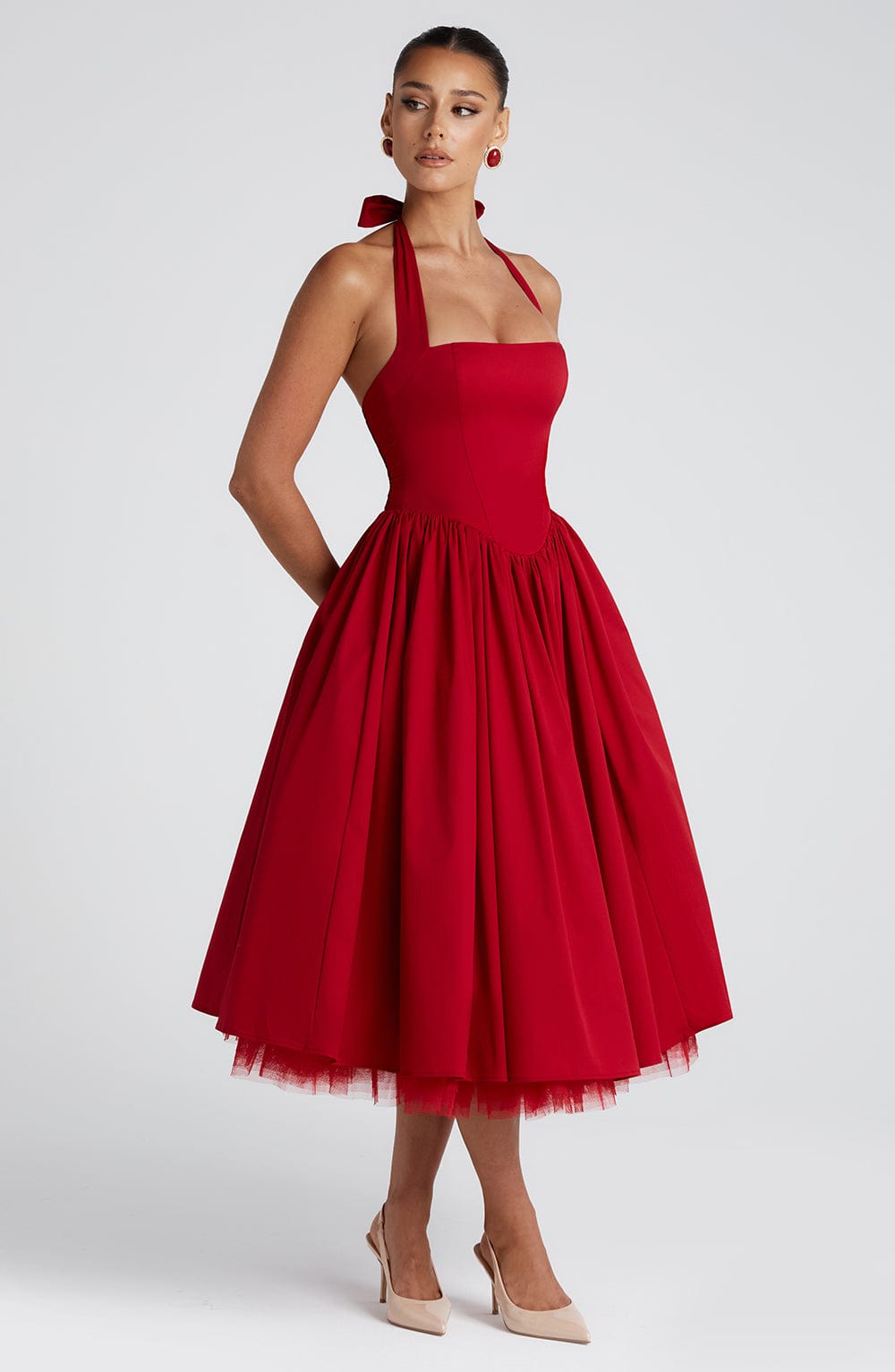 Cressida™ vestido midi elegante con cintura definida, cómodo y transpirable para mujer