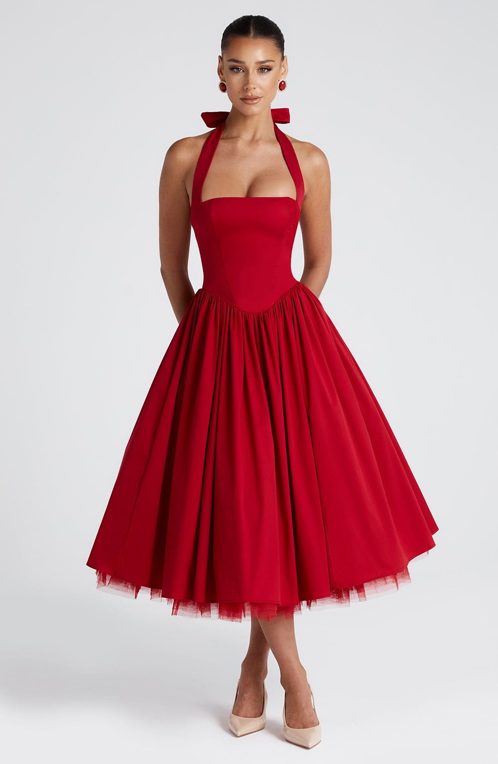 Cressida™ vestido midi elegante con cintura definida, cómodo y transpirable para mujer