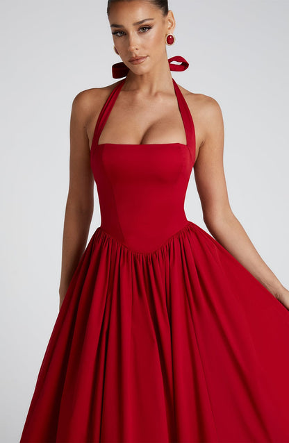 Cressida™ vestido midi elegante con cintura definida, cómodo y transpirable para mujer