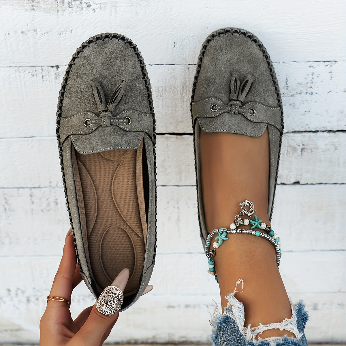 Salvadora Mocasines Clásicos con Borlas y Lazo Elegante