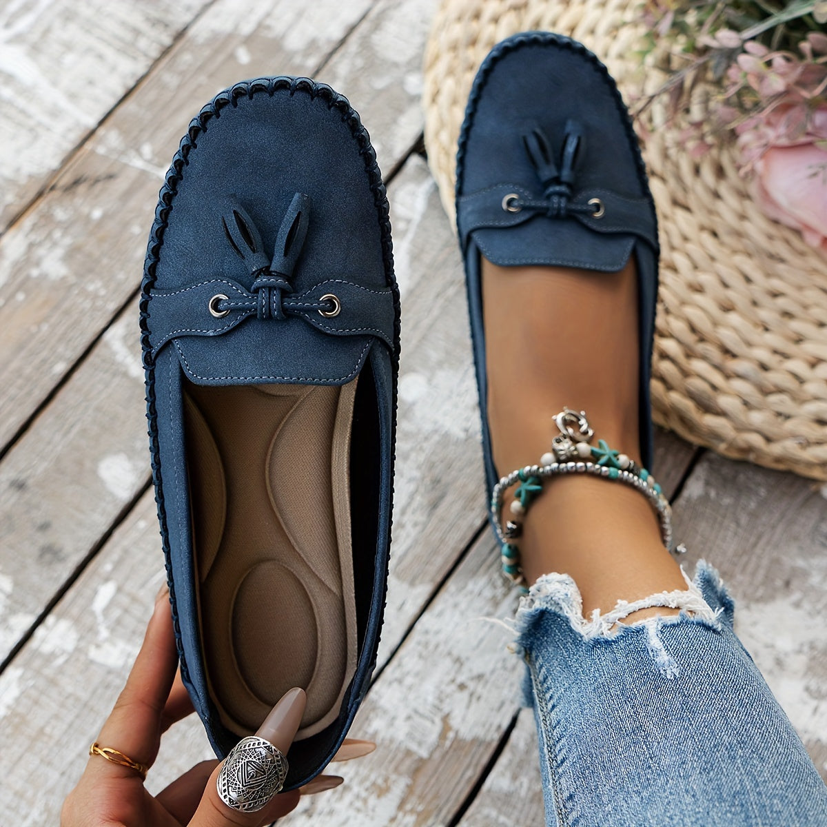 Salvadora Mocasines Clásicos con Borlas y Lazo Elegante