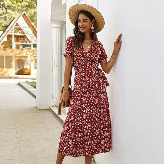 Vestido midi floral estilo Ibiza para mujer, elegante y veraniego
