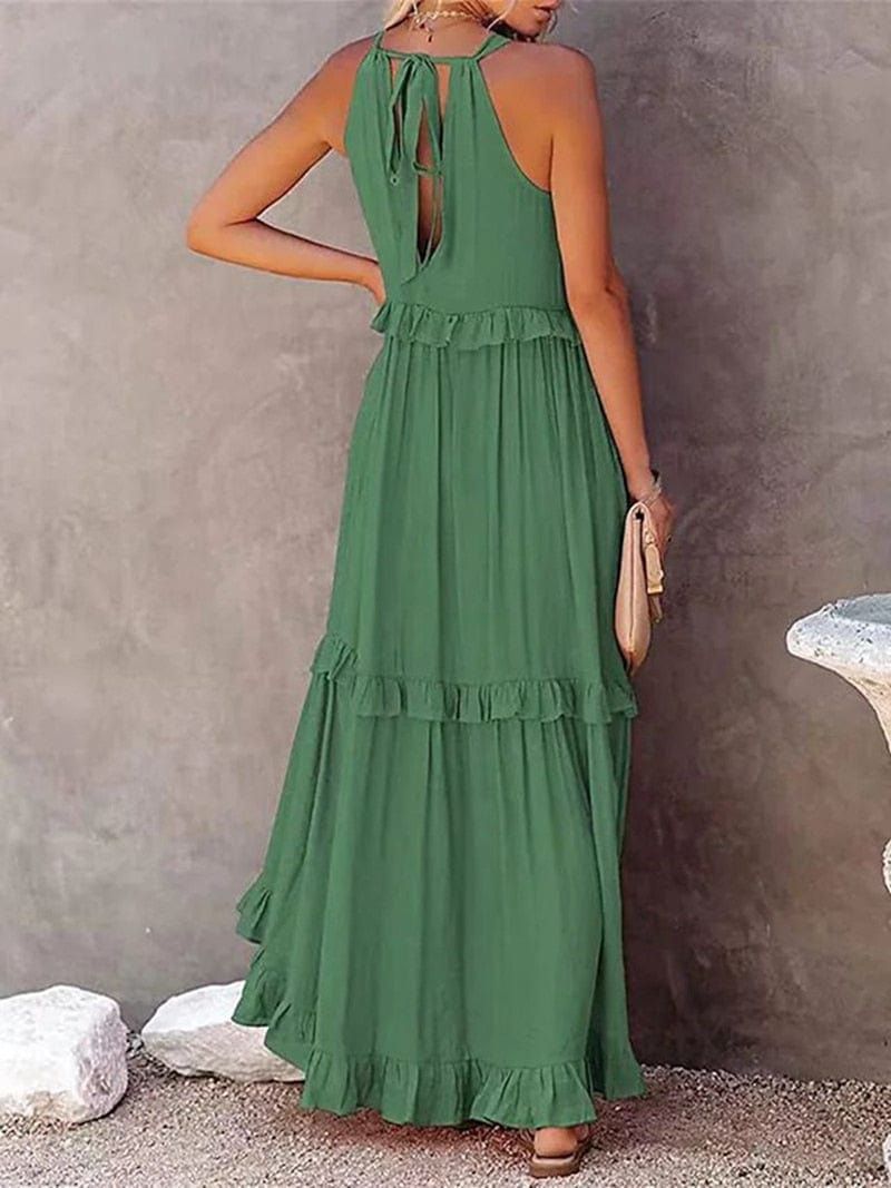 Vestido maxi verde de verano para mujer, cómodo y elegante