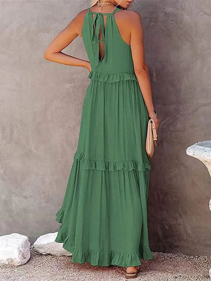 Vestido maxi verde de verano para mujer, cómodo y elegante