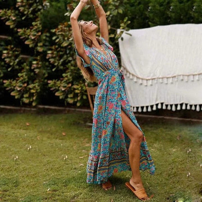 Vestido maxi con alta abertura lateral para mujer, sensual y elegante