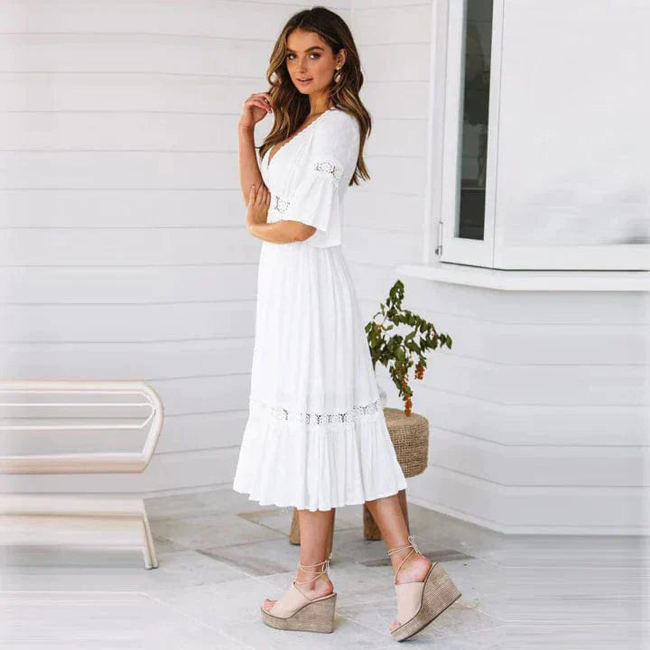 Vestido largo de encaje Danielle estilo Ibiza, elegante y sofisticado para verano