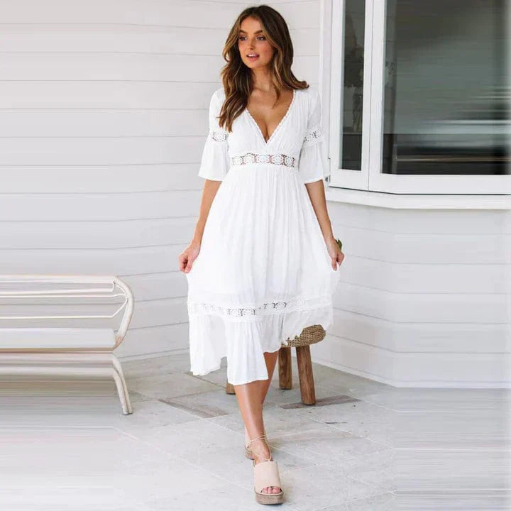 Vestido largo de encaje Danielle estilo Ibiza, elegante y sofisticado para verano