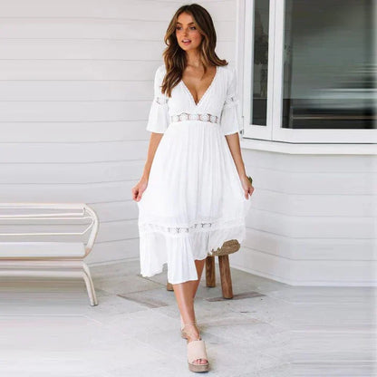 Vestido largo de encaje Danielle estilo Ibiza, elegante y sofisticado para verano