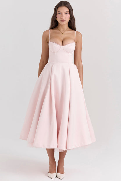 Vestido midi de tul Cindy con falda vaporosa y diseño romántico femenino