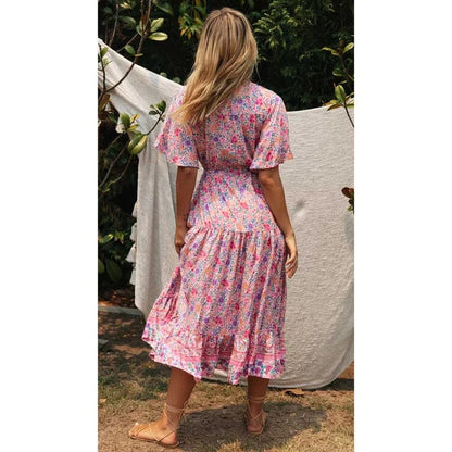 Vestido largo estilo Ibiza rústico Juul con patrón floral para verano