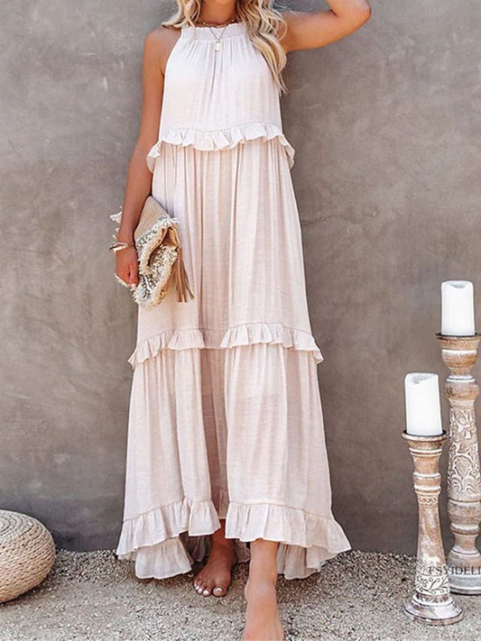 Vestido maxi rosa claro Maartje con corte suelto para verano