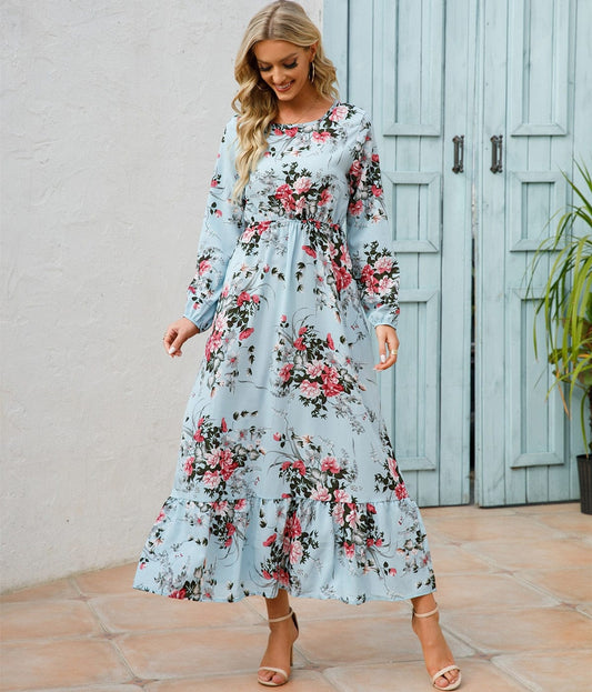 Vestido de verano azul claro Loua con estampado floral