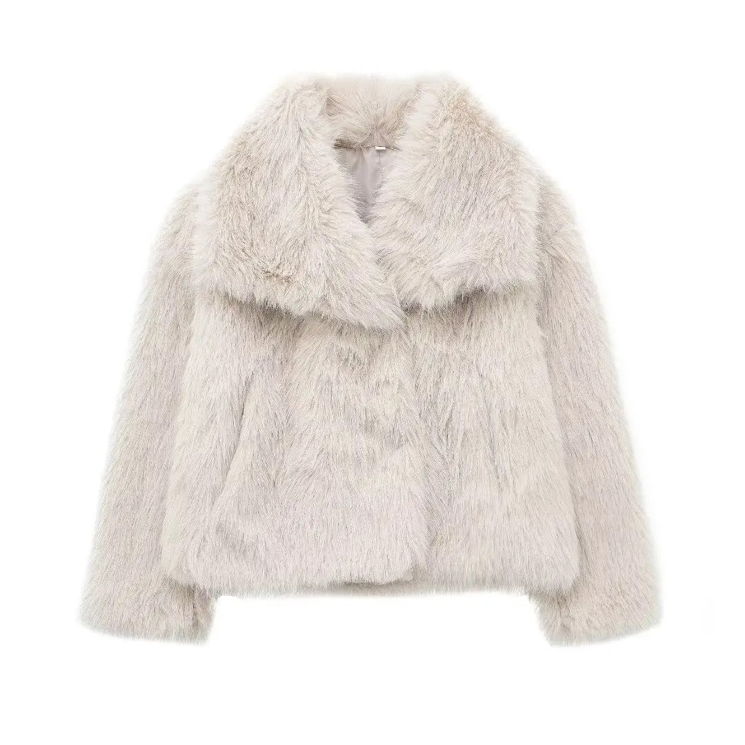 Abrigo oversize Livia para mujer con forro de piel sintética, elegante y cálido para invierno
