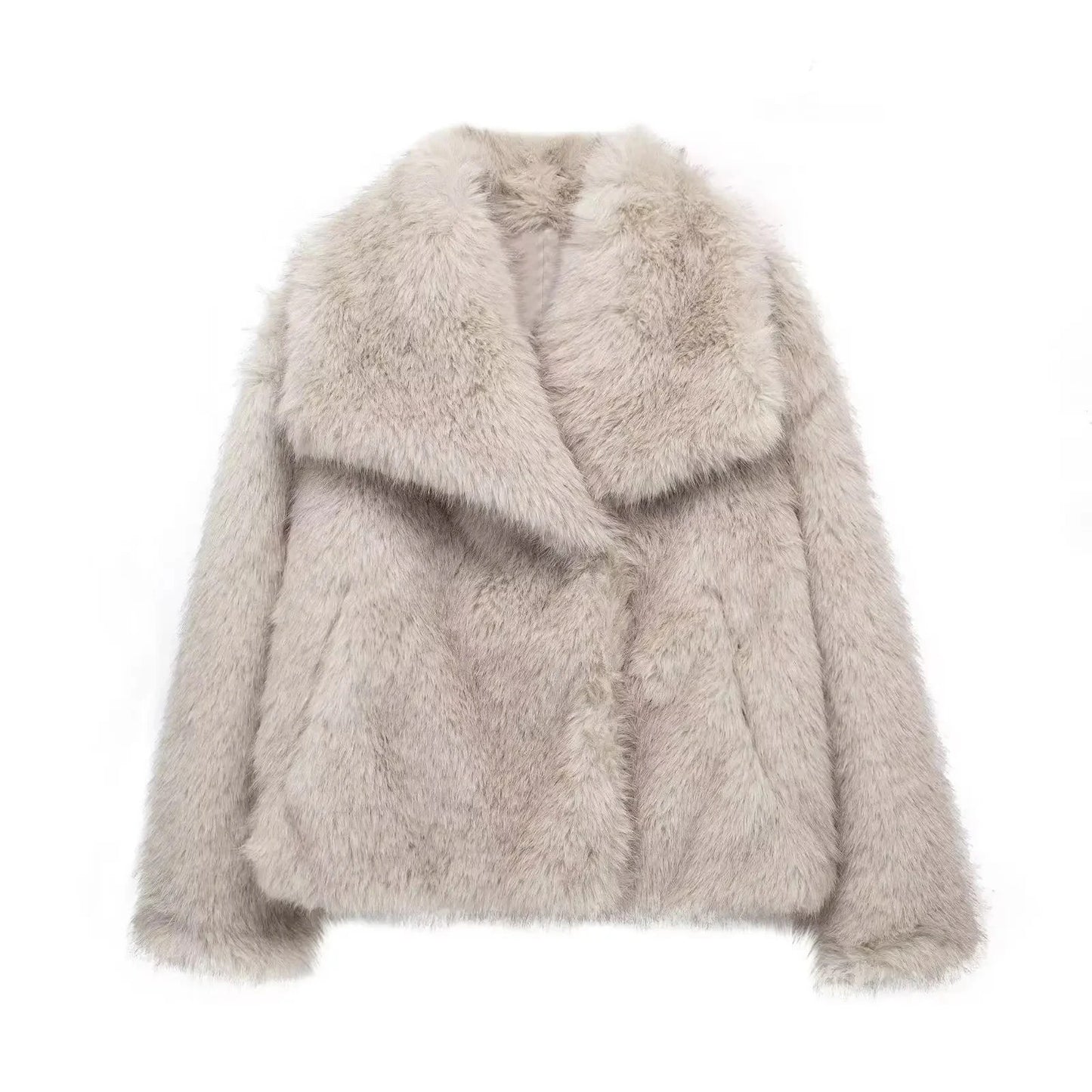 Abrigo oversize Livia para mujer con forro de piel sintética, elegante y cálido para invierno