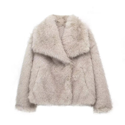 Abrigo oversize Livia para mujer con forro de piel sintética, elegante y cálido para invierno