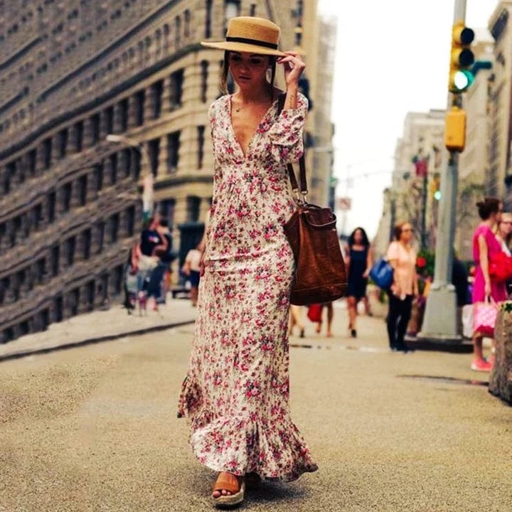 Maxi vestido estilo Ibiza con encaje para mujer, elegante y versátil