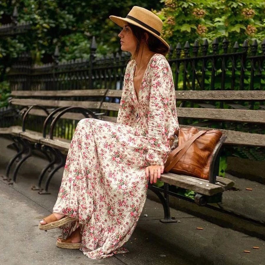Maxi vestido estilo Ibiza con encaje para mujer, elegante y versátil