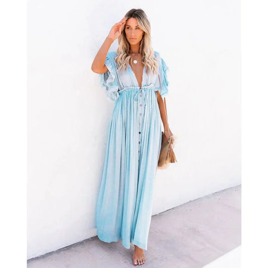 Maxi vestido Ibiza azul claro Luna con estilo relajado para verano