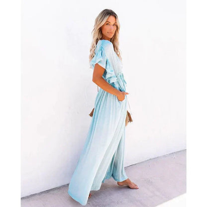 Maxi vestido Ibiza azul claro Luna con estilo relajado para verano