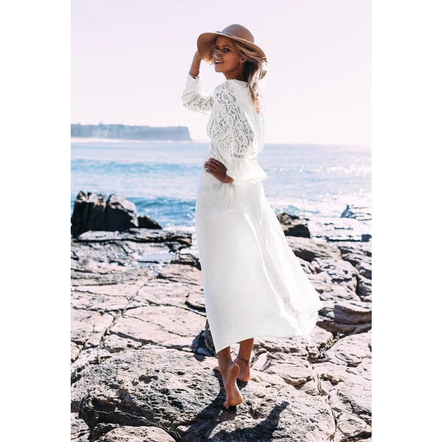 Maxi vestido blanco Jasmijn de Ibiza, casual y elegante para el verano