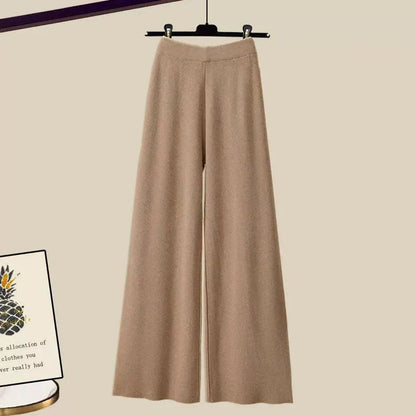 Set Tina tres piezas para mujer con suéter, blusa y pantalones amplios, ideal para oficina y casual
