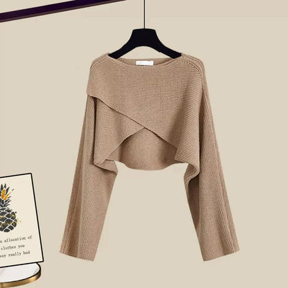 Set Tina tres piezas para mujer con suéter, blusa y pantalones amplios, ideal para oficina y casual