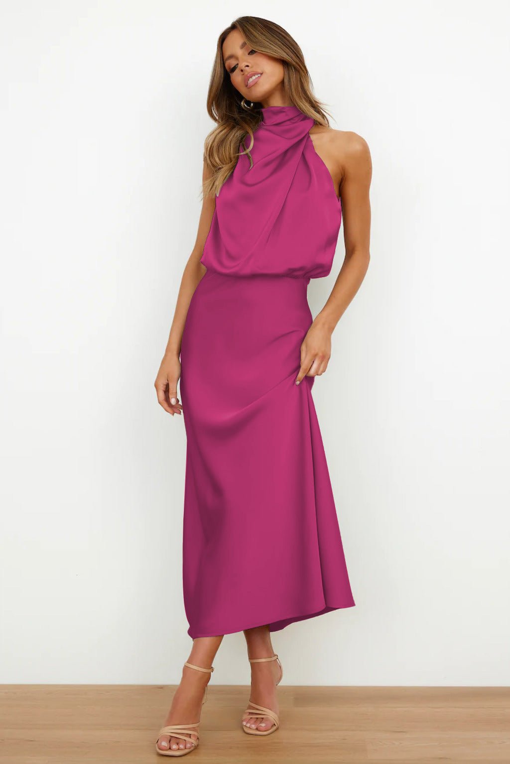 Vestido largo Vero con detalle fruncido y tejido ligero para mujer