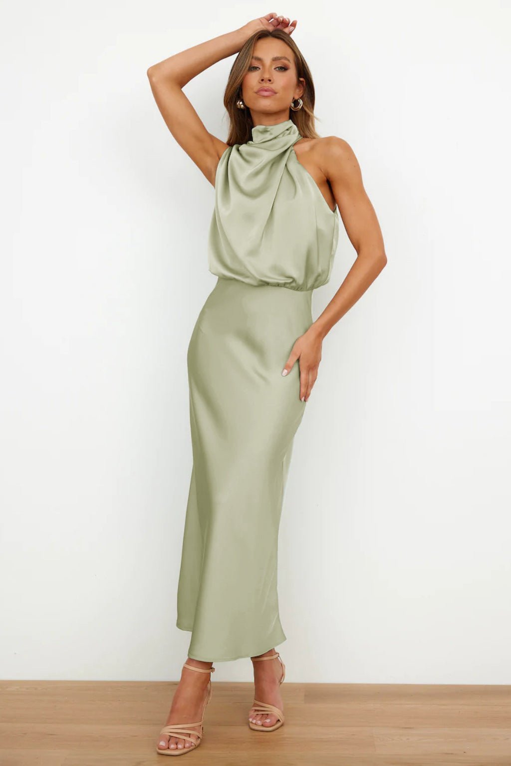 Vestido largo Vero con detalle fruncido y tejido ligero para mujer