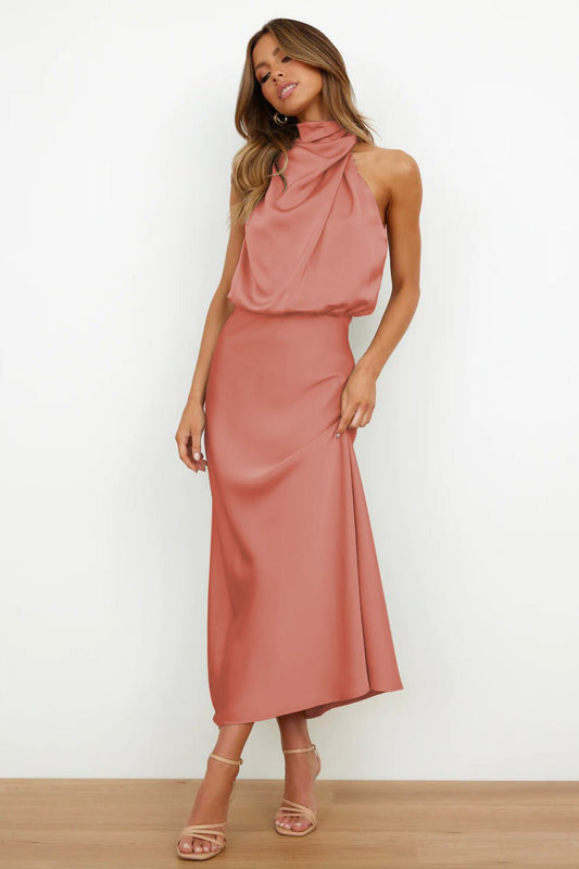 Vestido largo Vero con detalle fruncido y tejido ligero para mujer