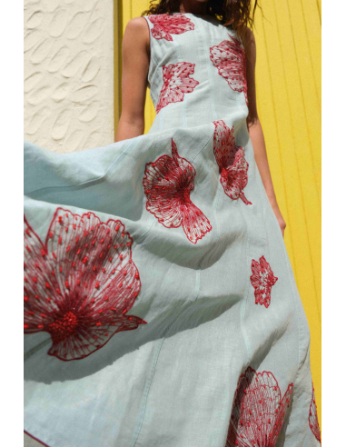 Vestido de verano floreado Selena™ con bordado floral artesanal y cintura ajustable para mujer