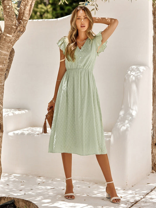 Vestido midi verde Juna para invitadas de boda, elegante y sofisticado